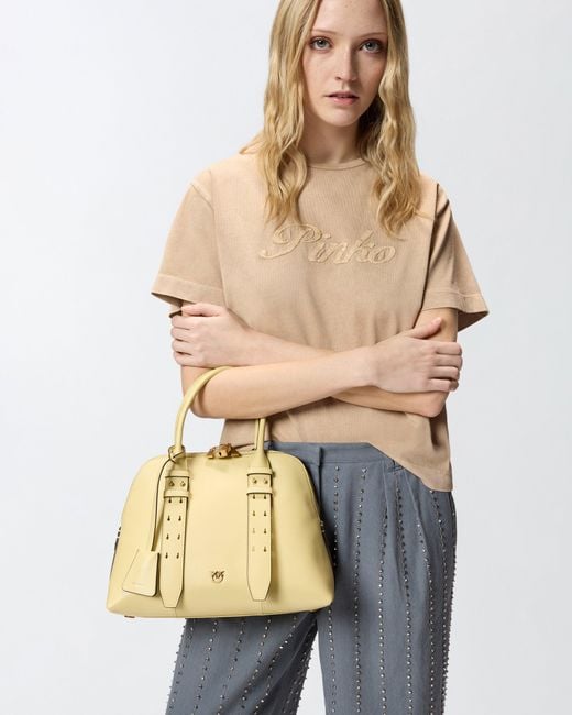 Pinko Natural Escape Bag Medium Leather Handbag