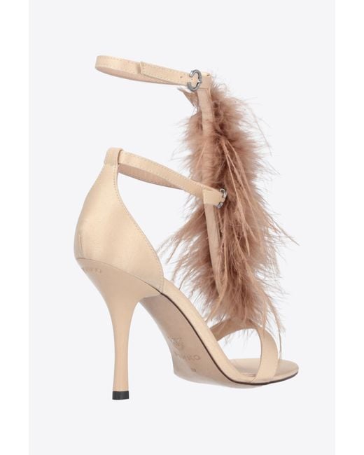 Pinko White Sandals With Feathers
