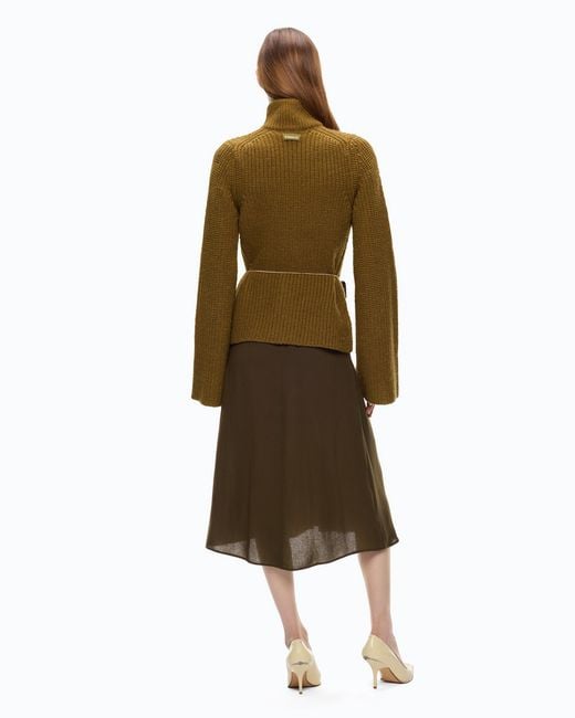 Pinko Green Ribbed Cardigan With Pockets
