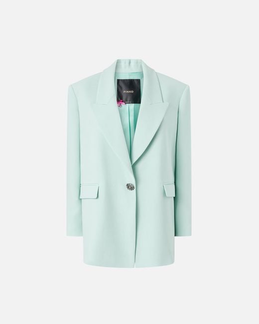 Pinko Blue Jacket With Rose Jewel Buttons