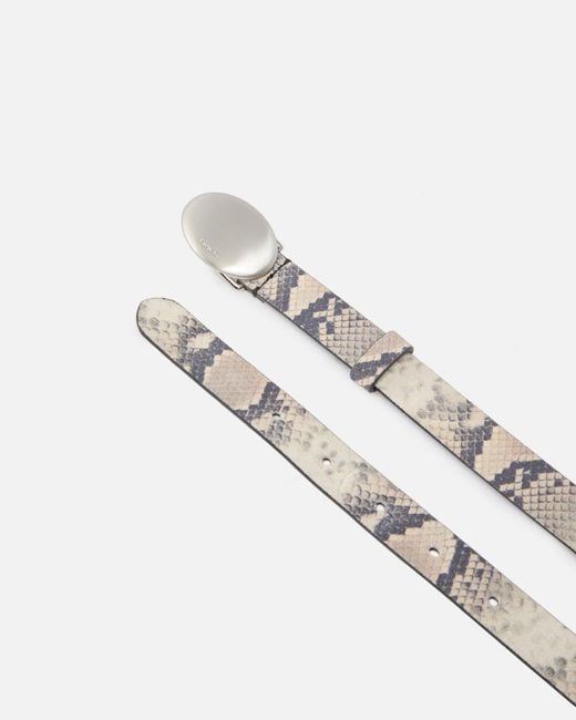Pinko White Python-Print Belt With Oval Buckle, 2 Cm
