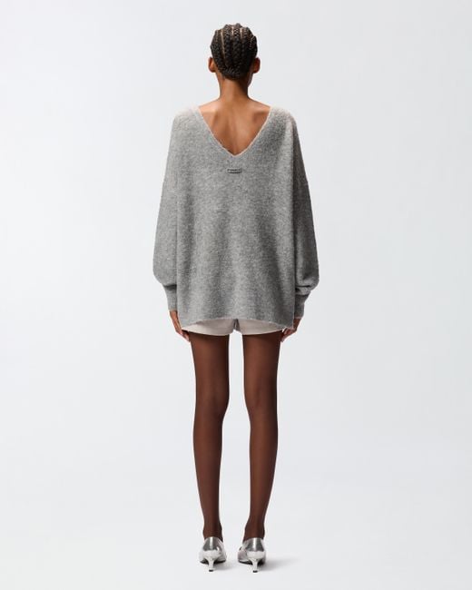 Jersey De Mezcla De Lana Con Bordado Joya, Gris-Monumento Gr Pinko de color Gray
