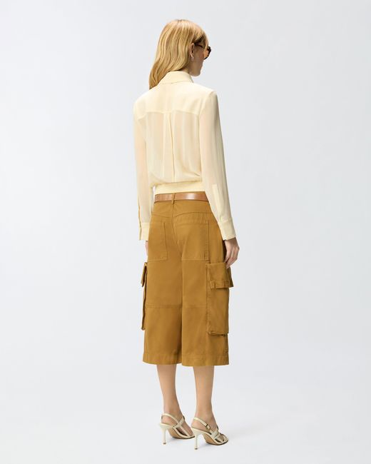 Pinko Natural Semi-Sheer Shirt With Metallic Details