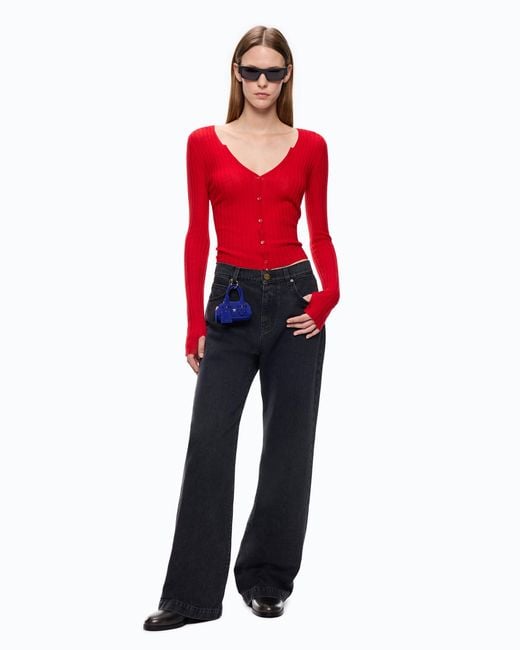 Pinko Blue Wide-Leg Jeans With Two Ways To Wear