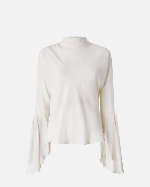 Pinko White Crepe De Chine Blouse With Rear Neckline
