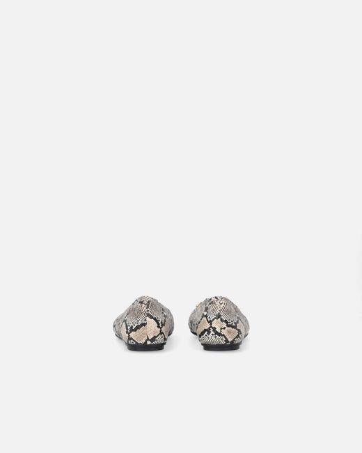 Pinko White Ballerinas With Python Print And Love Birds Logo