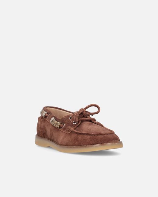 Pinko White Suede Moccasins With Jewel Details
