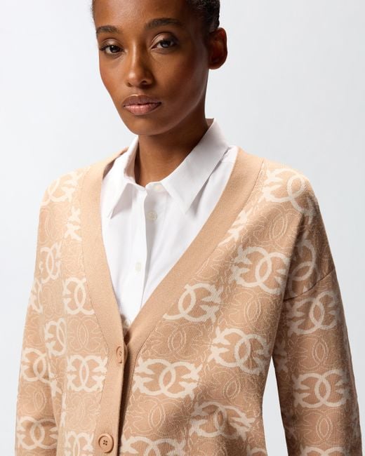 Pinko Natural Cardigan With Love Birds Logo