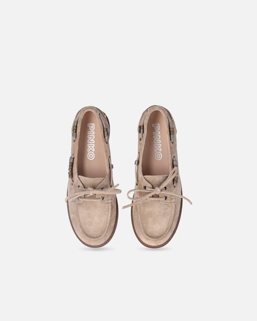 Pinko White Suede Moccasins With Jewel Details