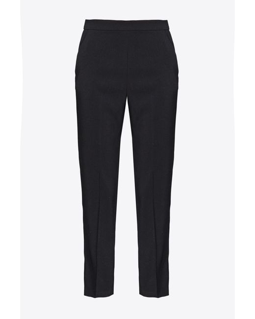 Pinko Blue Slim-fit Trousers In Stretch Crepe
