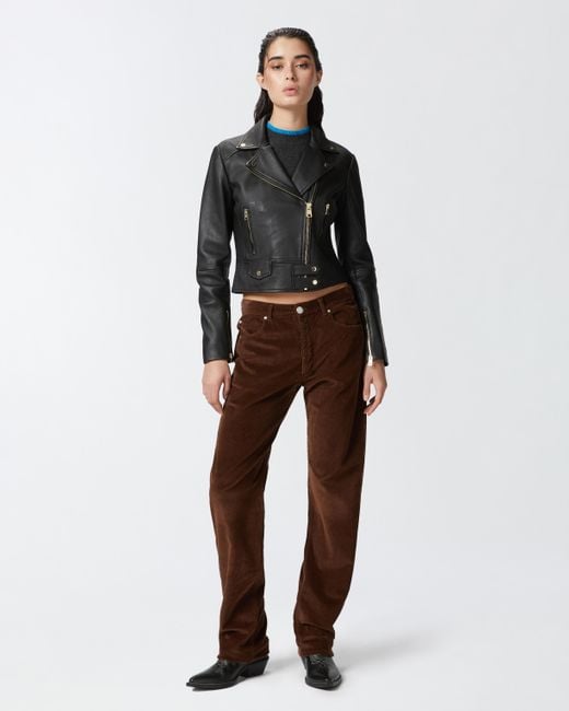 Pinko Black Nappa Leather Biker Jacket