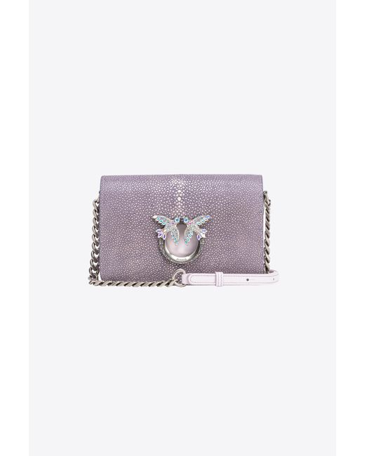 Pinko Purple Mini Love Bag Click Aus Stachelrochenleder Galleria, Lila-Altsilber