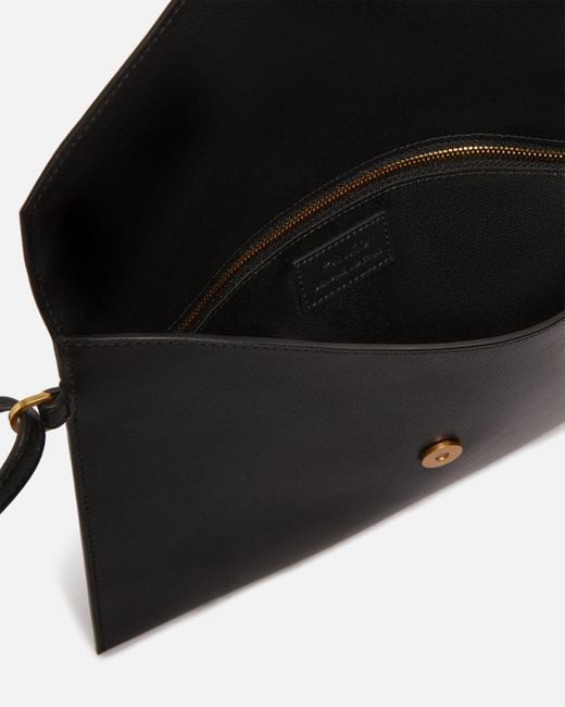 Pinko Black Leather Clutch With Love Birds Logo