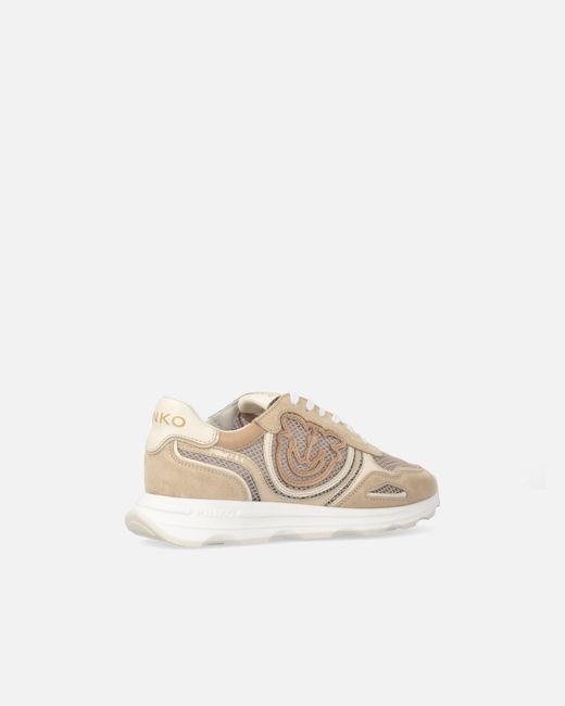 Pinko White Mesh And Suede Sneakers With Love Birds Logo