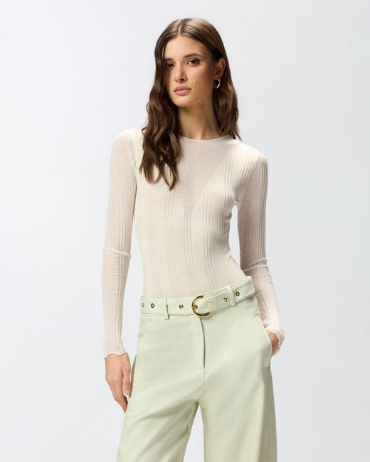 Pinko White Bodysuit With Sheer Details