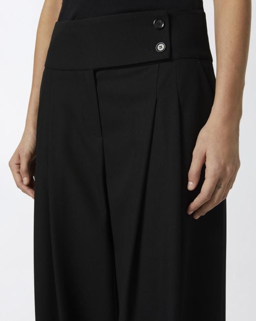 Pinko Black Elegant Wide-Leg Trousers With Darts, Limo