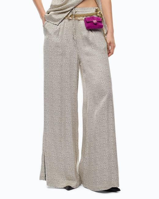 Pinko White Flared Polka-Dot Satin Trousers