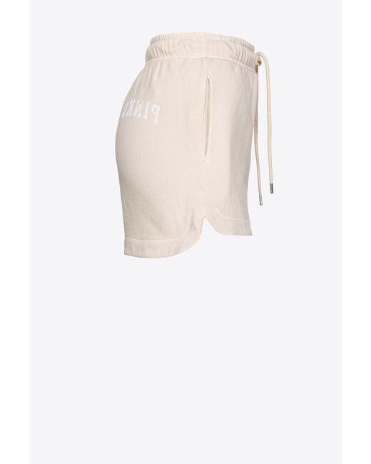 Pinko Natural Fleece Shorts With Logo Print