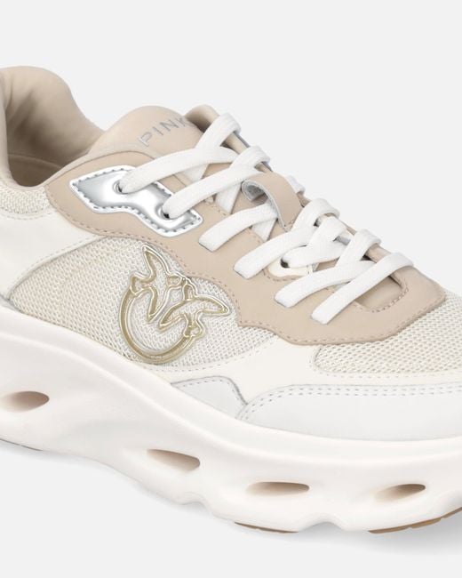 Pinko White Sneakers With Love Birds Logo