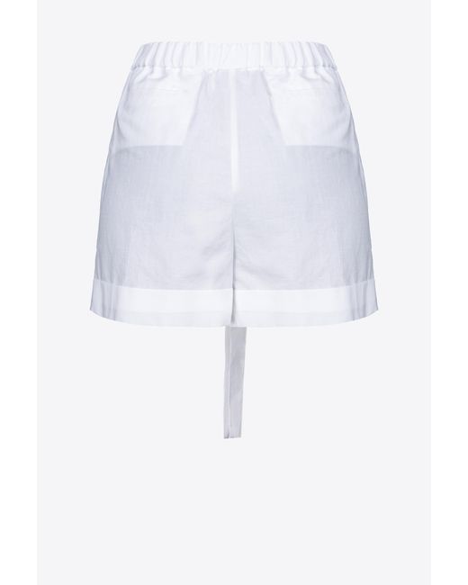 Shorts lino fiammato di Pinko in White