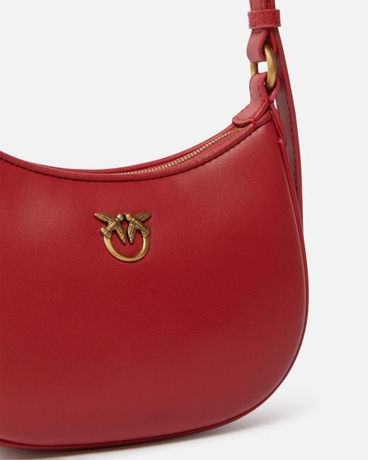 Pinko Red Half Moon Baby Leather Shoulder Bag