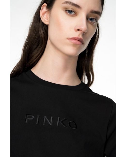 T-shirt ricamo logo di Pinko in Black