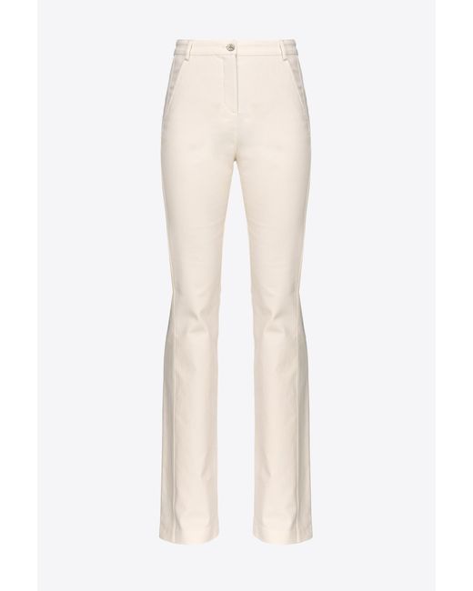 Pinko White Flared Tricotine Trousers