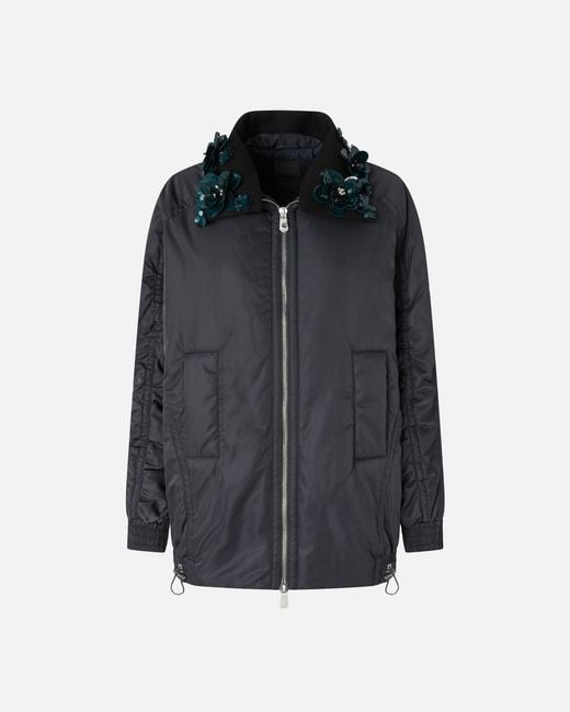 Pinko Blue Blouson Jacket With Jewel Embellishment