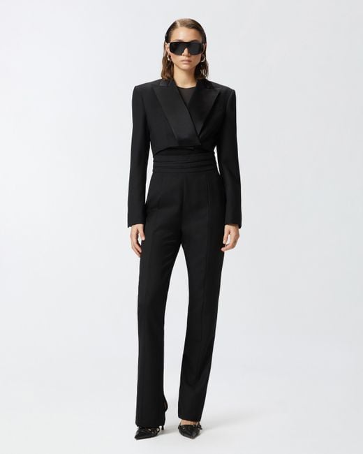 Pinko Black Short Spencer Jacket With Satin Lapels