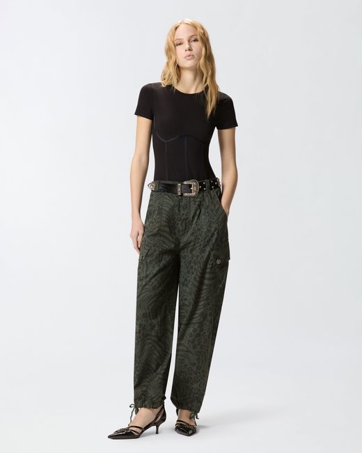 Pinko Multicolor Balloon Trousers With Animal Motif