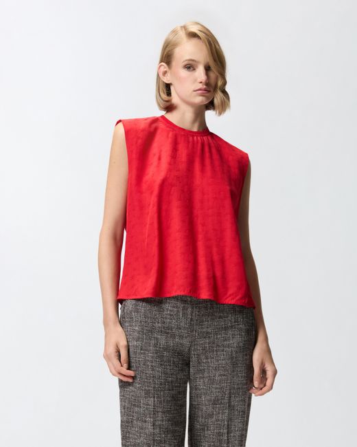 Pinko Red Viscose Jacquard Top