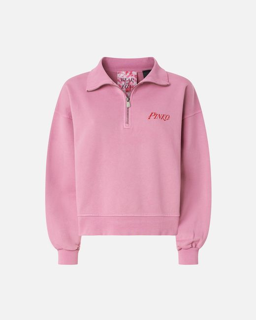Pinko Pink Sweatshirt With Heart And Tini Print