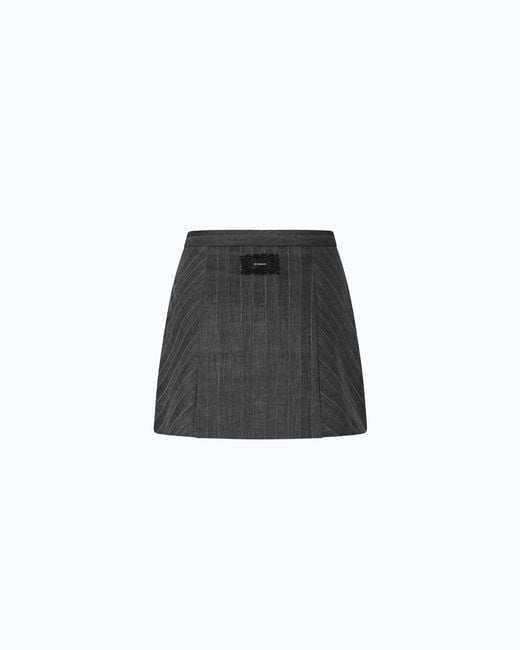 Pinko Black Pinstriped Mini Skirt With Macro Pleats