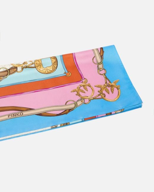 Pinko Blue Scarf With Multicoloured Print