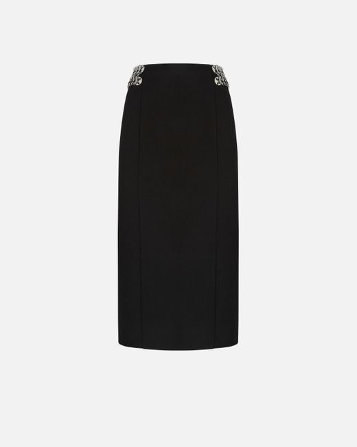 Pinko Black Midi Skirt With Metal Embellishments