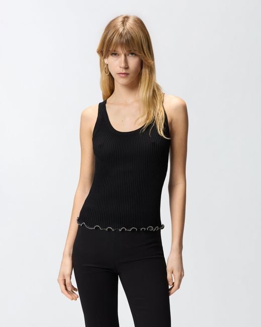 Pinko Black Ribbed Vest Top With Logo