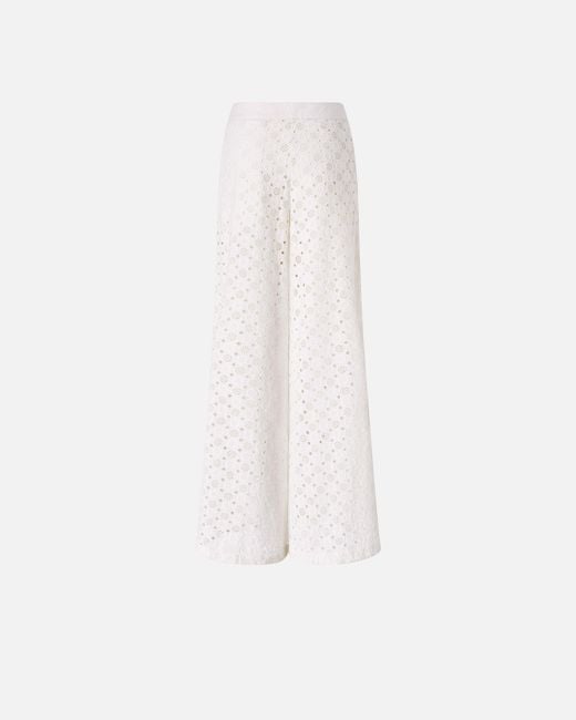 Pinko White Trousers With Openwork Motif