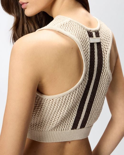 Pinko White Sleeveless Crop Top With Bands On The Back