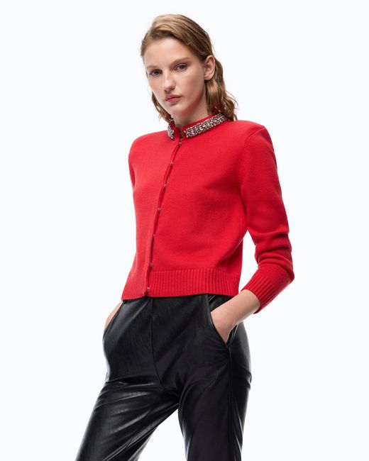 Pinko Red Cardigan With Jewel Collar