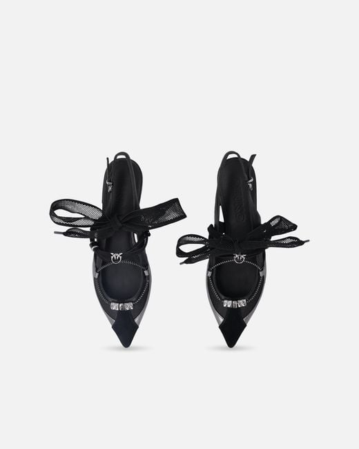 Pinko White Slingback Ballerinas With Ties