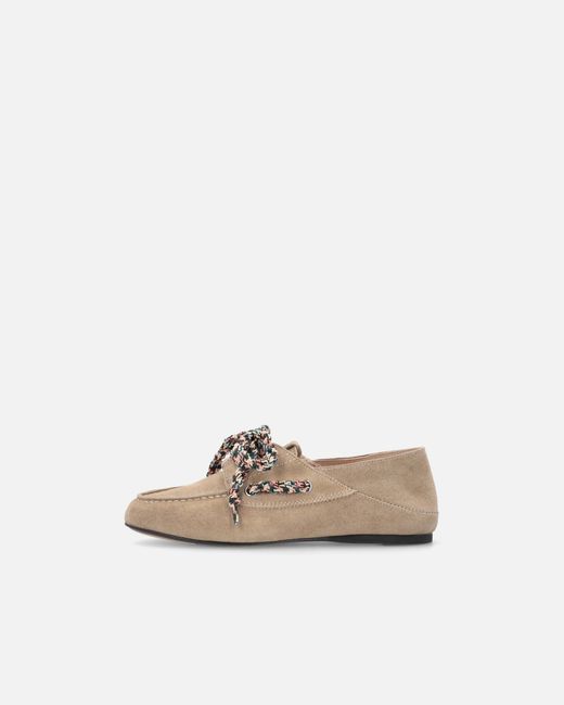 Pinko White Suede Moccasins With Multicoloured Laces