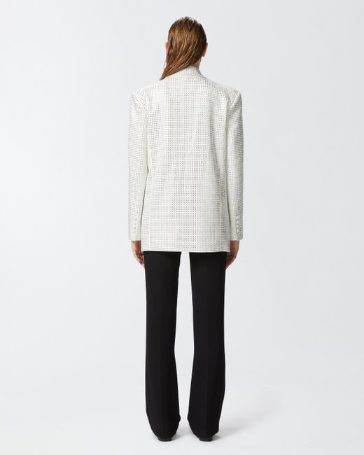 Pinko White Blazer With Rhinestone Appliqués | Lyst