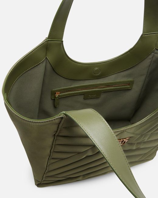 Pinko Green Shopper Bag In Puzzle-quilted Recycled Fabric