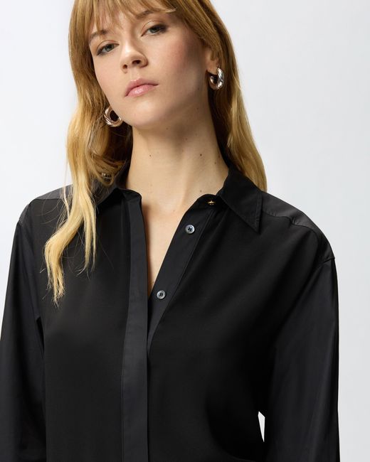 Pinko Black Poplin And Crêpe Shirt