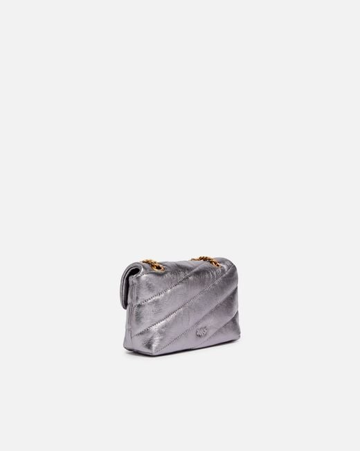 Pinko White Baby Love Bag Puff Laminated Nappa Leather Crossbody Bag