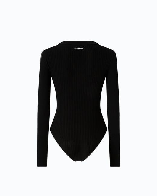 Pinko Black Bodysuit With Sheer Details