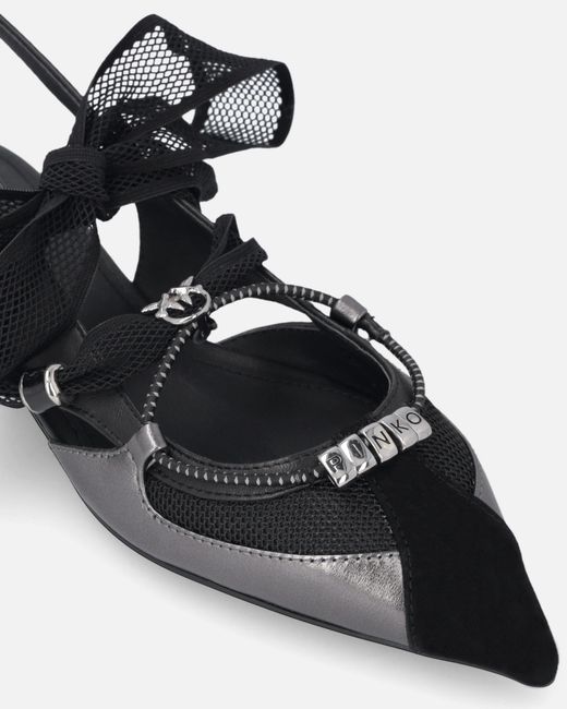 Pinko White Slingback Ballerinas With Ties