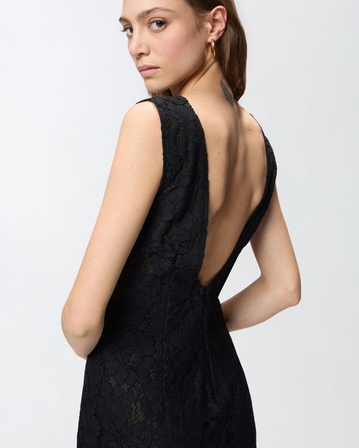 Pinko Black Floral Lace Dress With Plunging Rear Neckline