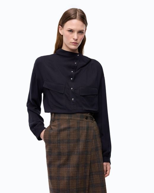 Pinko Blue Blouse With Pockets And Buttons