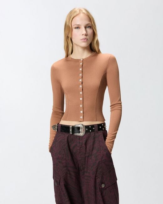 Pinko Brown Cardigan With Mother-Of-Pearl Buttons